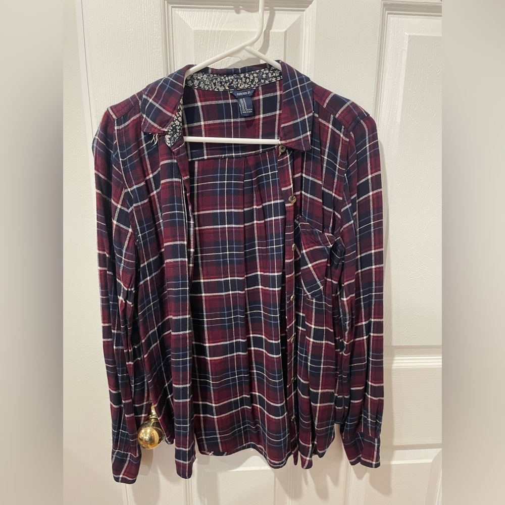 Floral lines flannel forever 21 size medium